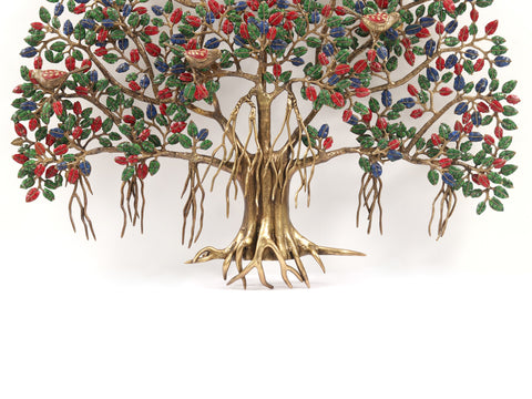 30" Brass Bodhi Tree With Inlay Work | Wall Hanging | Wall Decor