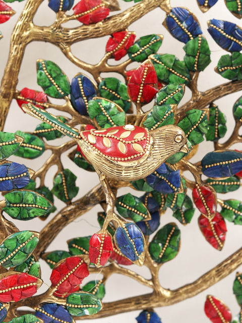 30" Brass Bodhi Tree With Inlay Work | Wall Hanging | Wall Decor