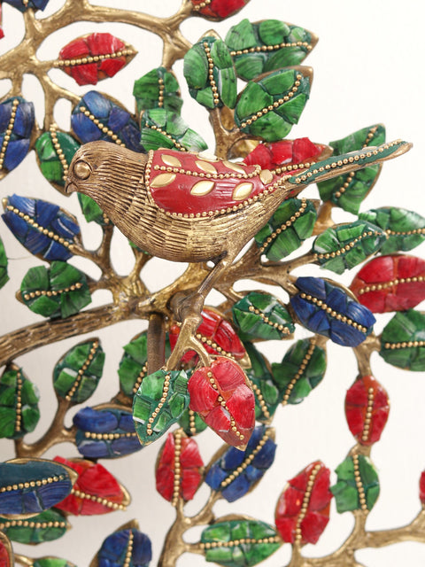 30" Brass Bodhi Tree With Inlay Work | Wall Hanging | Wall Decor