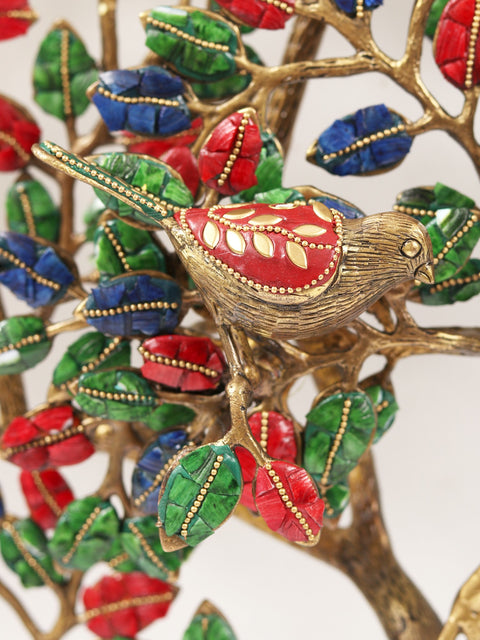 30" Brass Bodhi Tree With Inlay Work | Wall Hanging | Wall Decor