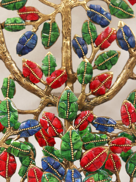 30" Brass Bodhi Tree With Inlay Work | Wall Hanging | Wall Decor
