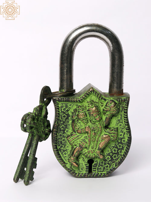 4" Lord Hanuman Brass Design Lock