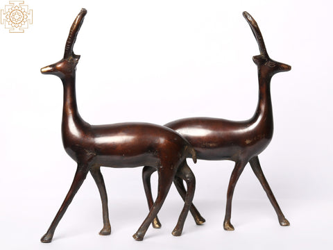 9" Brass Pair of Deer | Home Decor