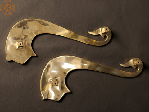 11" Pair of Brass Peacock Door Handle