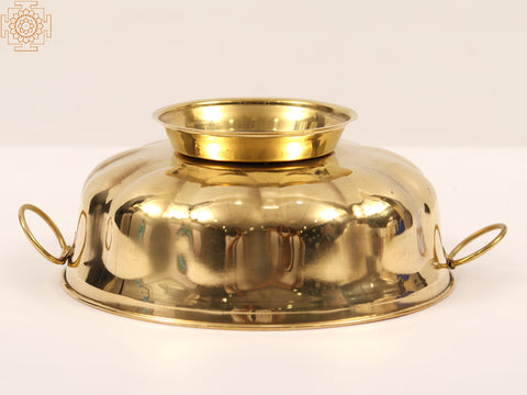6" Light Weight Brass Plain Design Urli with Handle