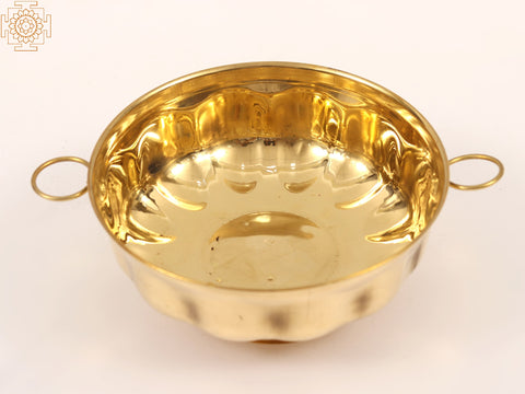 6" Light Weight Brass Plain Design Urli with Handle