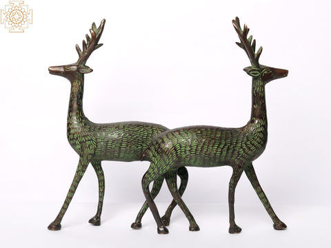 8" Brass Pair of Deer | Home Decor