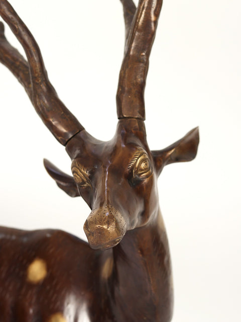 34" Large Pair of Deer and Antelope | Brass Statue