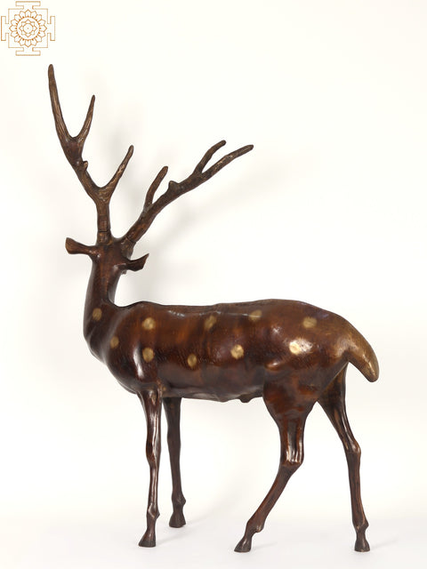 34" Large Pair of Deer and Antelope | Brass Statue