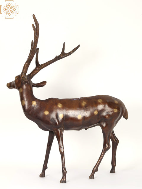 34" Large Pair of Deer and Antelope | Brass Statue