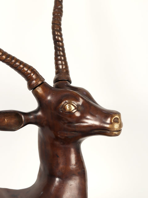 34" Large Pair of Deer and Antelope | Brass Statue