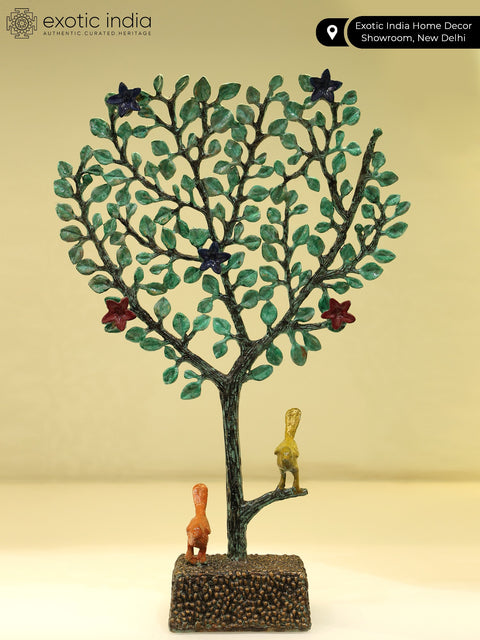 16" Brass Tree with Birds and Flowers | Handpainted