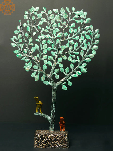 16" Brass Tree with Birds and Flowers | Handpainted