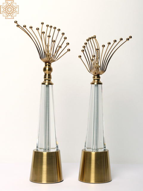 18" Brass and Glass Art Deco Pair (Set of 2)