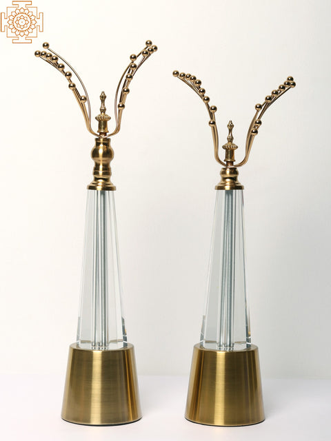 18" Brass and Glass Art Deco Pair (Set of 2)