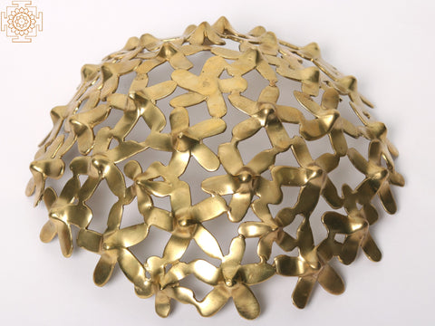 11" Brass Flower Design Fruit Bowl