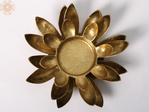 6" Brass Lotus Design Tealight Candle Holder