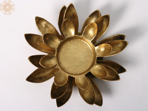 6" Brass Lotus Tealight Candle Holder for Pooja