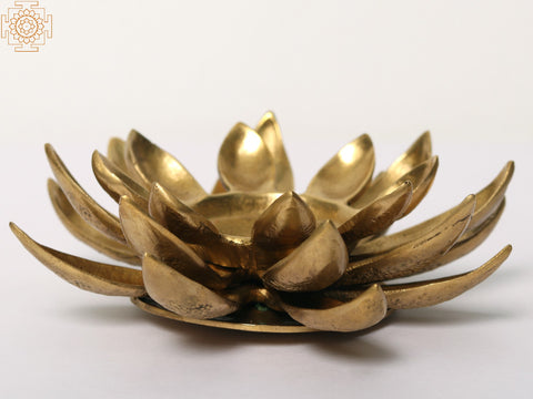 6" Brass Lotus Design Tealight Candle Holder