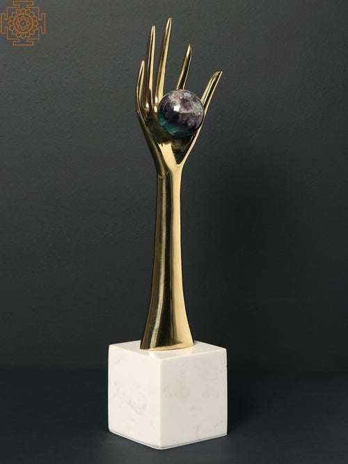 The World in Your Palm Brass Home Decor Sculpture