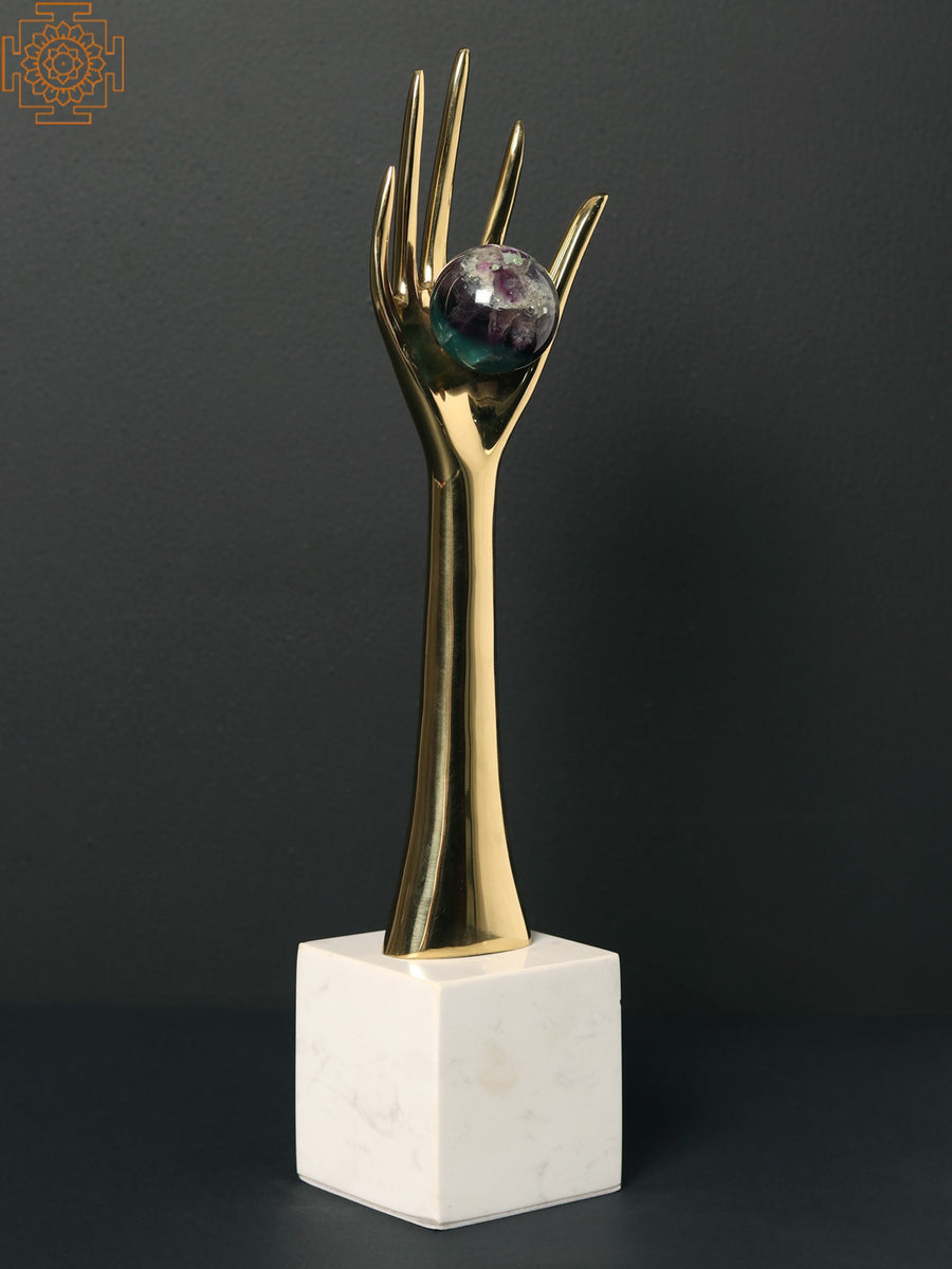 The World in Your Palm Brass Home Decor Sculpture