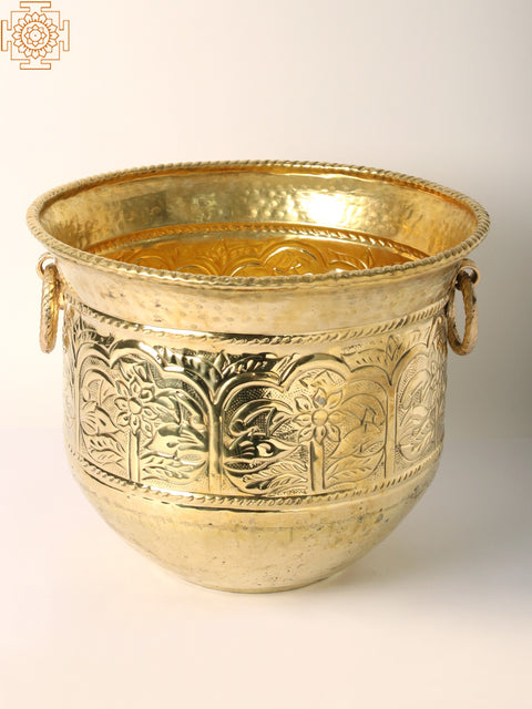 Brass Floral Design Planter (Multiple Sizes)
