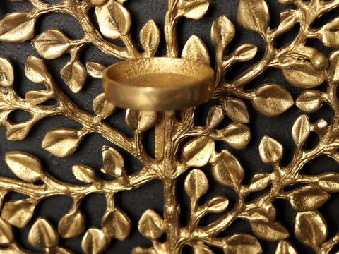 17" Brass Wall Hanging Tree Candle Holder | Home Decor