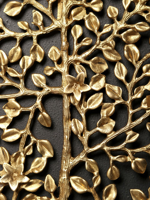 17" Brass Wall Hanging Tree Candle Holder | Home Decor