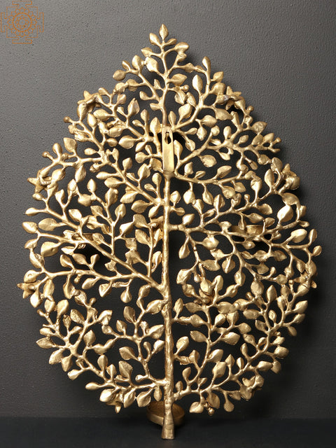 17" Brass Wall Hanging Tree Candle Holder | Home Decor