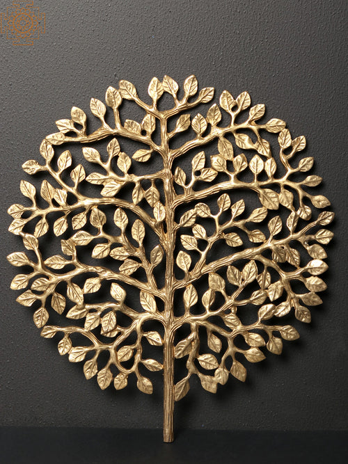 11" Brass Tree Wall Hanging for Home Decor
