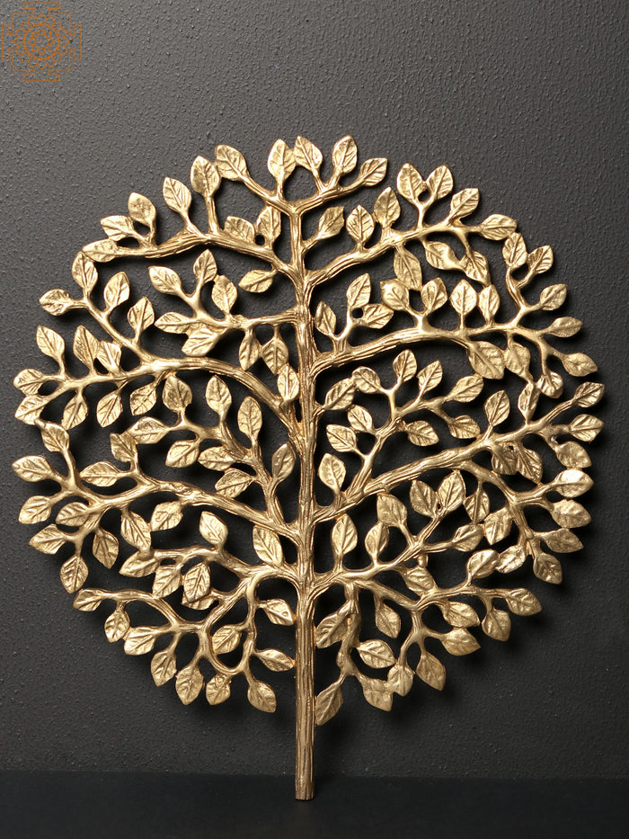 11" Brass Tree Wall Hanging for Home Decor