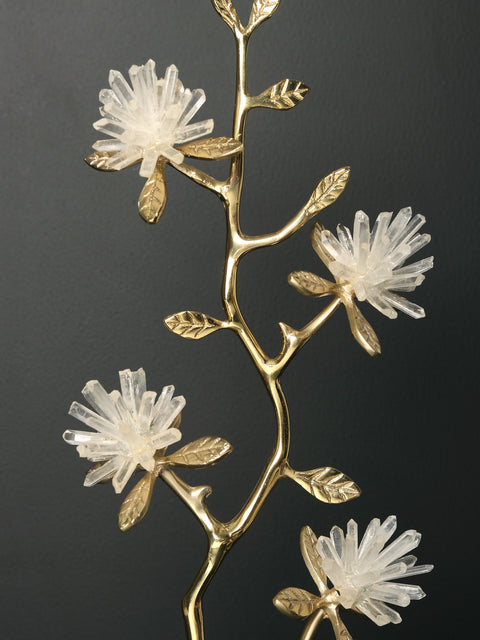 19" Golden Brass Branches Crystal Flowers