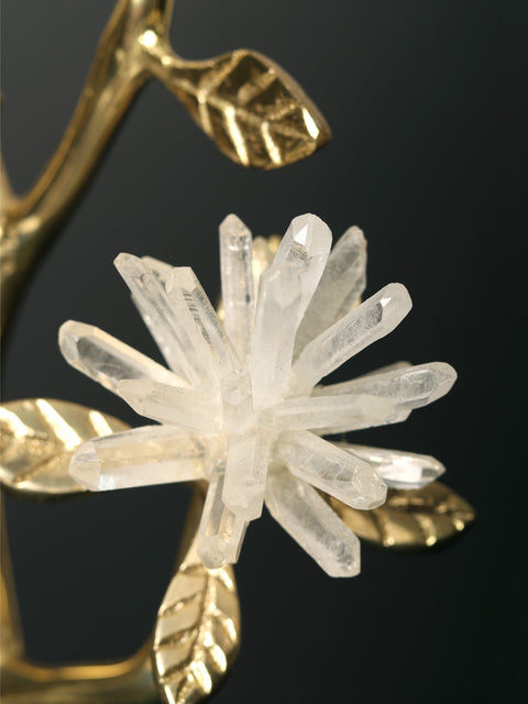 19" Golden Brass Branches Crystal Flowers