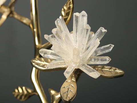 19" Golden Brass Branches Crystal Flowers