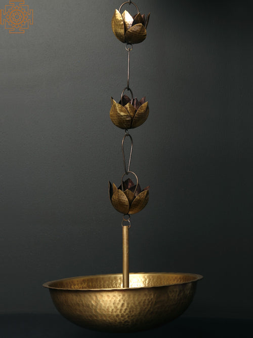 9" Brass Hanging Urli Bowl for Home Decor