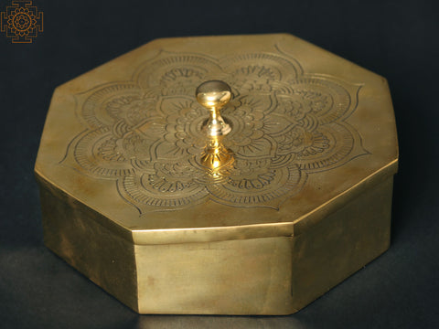 9" Octagonal Brass Masala Box