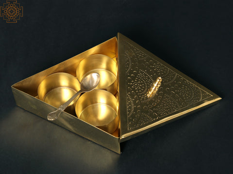 7" Trigonal Brass Masala Box