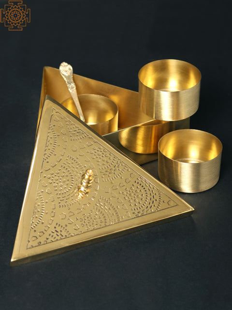 7" Trigonal Brass Masala Box