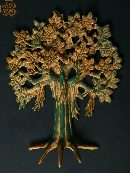 11" Brass Tree of Life Wall Hanging Sculpture