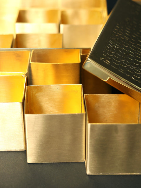 6" Square Brass Masala Box