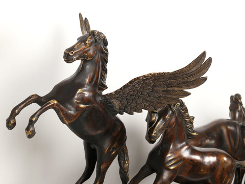 58" Large Seven Galloping Horses | Brass Sculpture