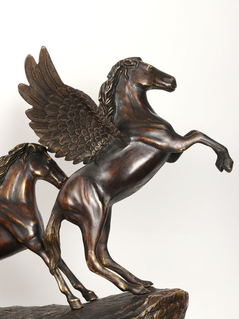 58" Large Seven Galloping Horses | Brass Sculpture