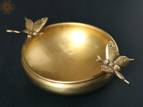 7" Brass Butterfly Design Urli