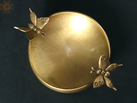 7" Brass Butterfly Design Urli