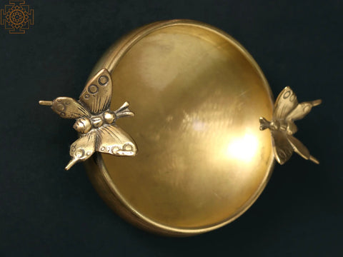 7" Brass Butterfly Design Urli