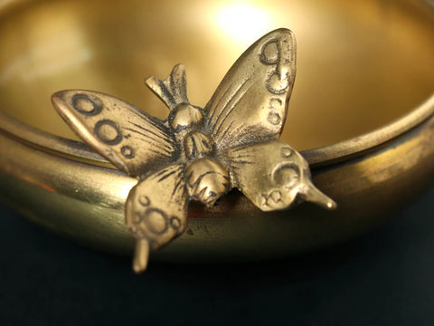 7" Brass Butterfly Design Urli
