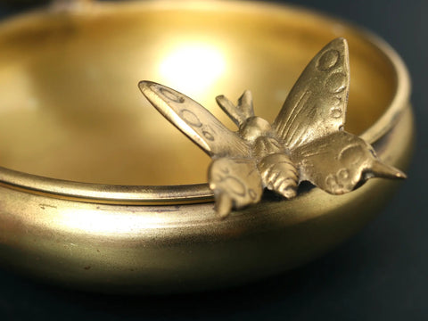 7" Brass Butterfly Design Urli