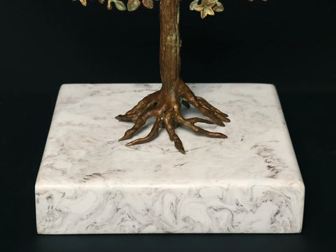 48" Beautiful Brass Leaf Design Tree with Marble Base