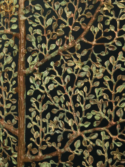48" Beautiful Brass Leaf Design Tree with Marble Base