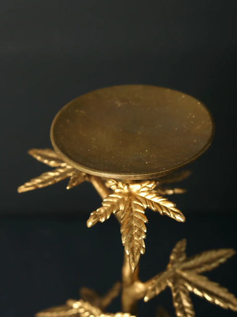 10" Brass Candle Stand with Leaves